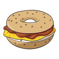 A bagel sandwich with bacon cheese and eggs vector
