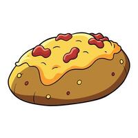 Close-up of loaded baked potato with cheese and bacon vector