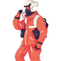 An illustration of a man in an orange suit and helmet png