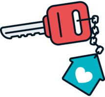 A key and a house with a heart on it png