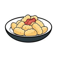 Gnocchi with Bacon and Cream Sauce vector