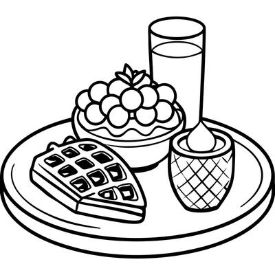 Breakfast Feast with Waffles and Fruit