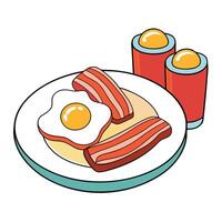 Breakfast with fried eggs and bacon vector