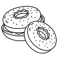 Bacon and cheese bagels topped with sesame seeds vector