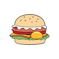 Hamburger with eggs. cheese and bacon vector