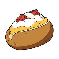 Homemade baked potatoes with bacon and sour cream vector