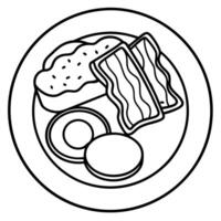 Delicious breakfast plate with eggs bacon and toast vector