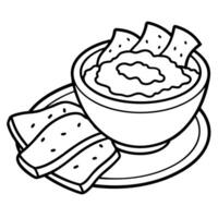 Delicious homemade bacon dip served with crackers vector