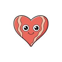 Heart shaped bacon isolated on a white background vector