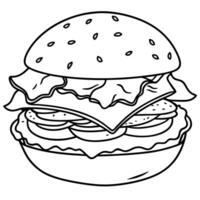 Delicious Cheese Bacon with Salad in a Fluffy Bun vector
