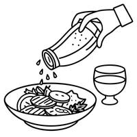 Hand pouring ranch dressing on a bacon-tomato salad vector