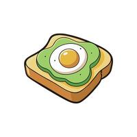 Healhy Breakfast Toast With Avocado and Fried Egg vector