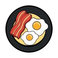 Crispy Bacon and Sunny Side Up Eggs on a Dark Plate vector