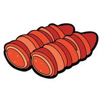 Bacon wrapped scallops isolated on black background vector