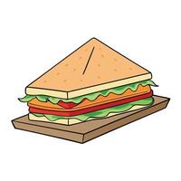 A club sandwich on a rustic table in bright light vector
