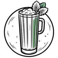 Fresh green juice displayed on a rustic background vector