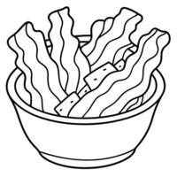 Crispy Fried Bacon Strips Add Savory Flavor To Meal vector