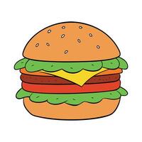 A large burger with a lot of meat and cheese on it vector