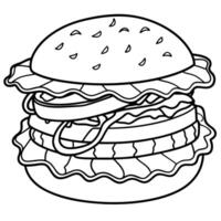 Grilled Chicken Burger with Bacon and Onion vector