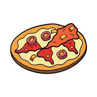 Barbecue pizza with bacon chicken and sauce vector