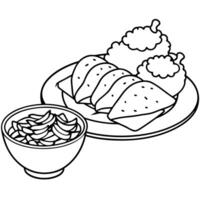 Chicken shawarma platter with hummus and pita bread vector