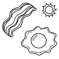 Crispy Bacon and Sunny Side Up Egg Floating in Air vector