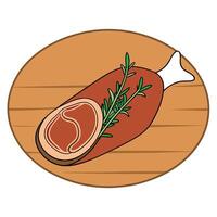 Italian Prosciutto with thyme on wood background vector
