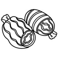 Bacon wrapped dates on isolated white background vector