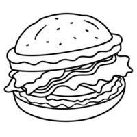 Crispy fried bacon burger on white background vector