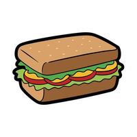 Big sandwich on black background with copy space vector