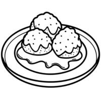 Croquettes with bechamel and ham on the plate vector