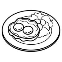A plate of food with a fried egg on top of it vector