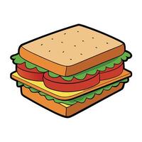 Close-Up of a Delicious Multi-Layered Sandwich vector