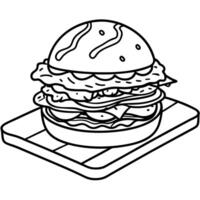 Bacon cheeseburger with guacamole on wood vector