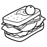 A sandwich with a egg and ham vector