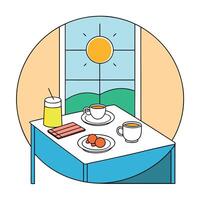 Breakfast Table Setting with a Sunny View vector