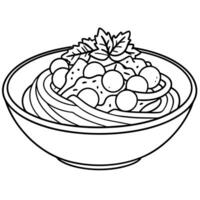 A bowl of pasta with cheese and tomatoes on top vector