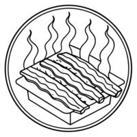 Close view of sizzling bacon strips in an oven vector