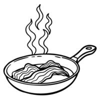 Baked crispy bacon with smoke in the background vector