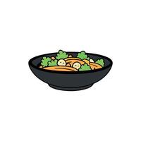 Black isolated plate with creative Caesar salad vector