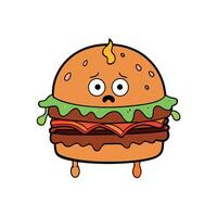 A hamburger with burnt bacon strips of tomatoes vector