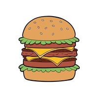 Double Cheeseburger with Bacon and Pickles vector