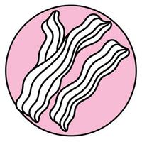 Close-up of wavy bacon strips on a pink surface vector