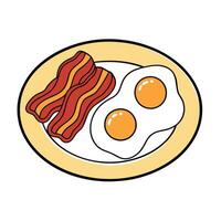 Keto Breakfast with Fried Eggs and Crispy Bacon vector