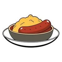 Classic sausage and mashed potatoes with gravy vector