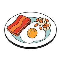 A plate of food with eggs bacon and beans vector