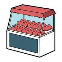 A display case showcasing fresh uncooked meat vector