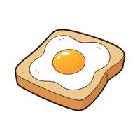 Fried egg on toast top view. isolated on white vector