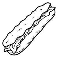 Crispy bacon baguette with tomato ketchup vector