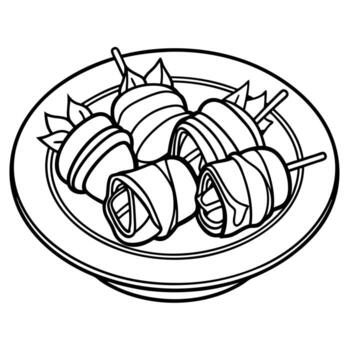 Elegant appetizer featuring bacon-wrapped dates vector